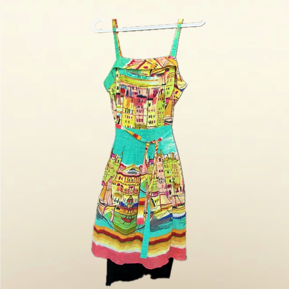 vintage Rene Derhy dress with bright colors